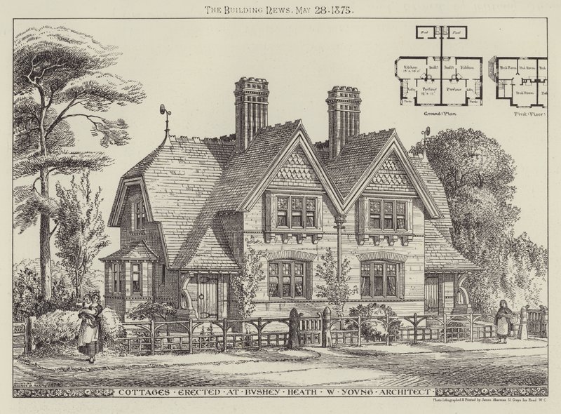 Errichtete Cottages in Bushey Heath von English School