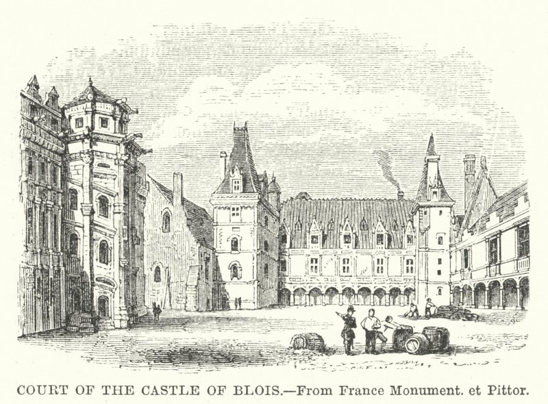 Hof des Schlosses von Blois (Gravur) von English School