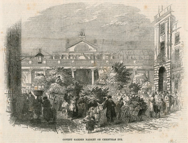 Covent Garden Market, London, an Heiligabend von English School