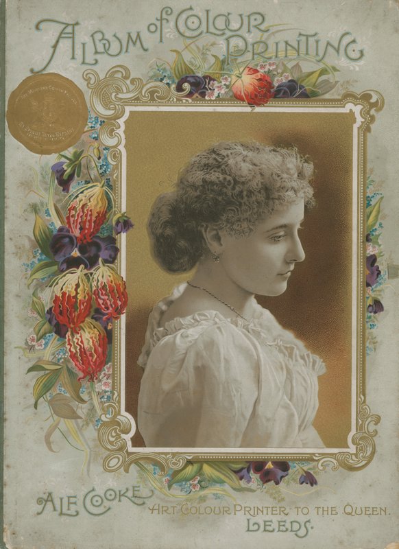 Umschlag des Albums der Farbendrucke von Alf Cooke, Kunstfarbendrucker der Königin von English School
