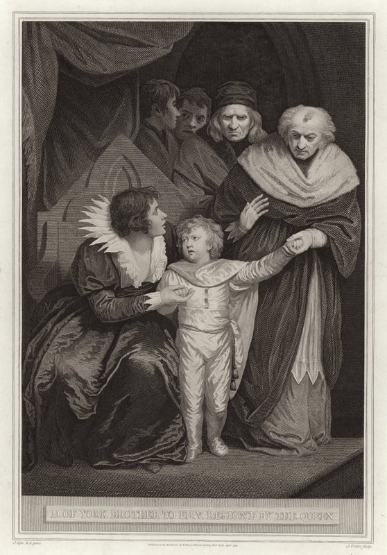 Der Herzog von York, Bruder von Eduard V, von der Königin übergeben von English School