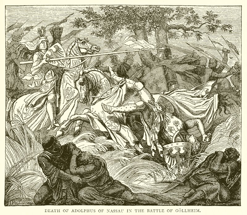 Tod von Adolf von Nassau in der Schlacht bei Göllheim von English School