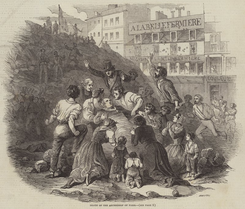 Tod des Erzbischofs von Paris (Stich) von English School