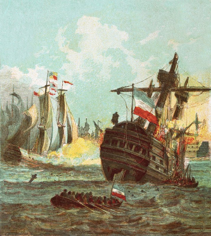 Niederlage der niederländischen Flotte von English School