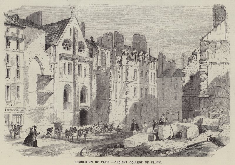 Abriss von Paris, Altes College von Cluny (Gravur) von English School