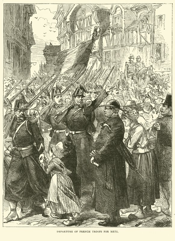 Abmarsch französischer Truppen nach Metz, August 1870 von English School