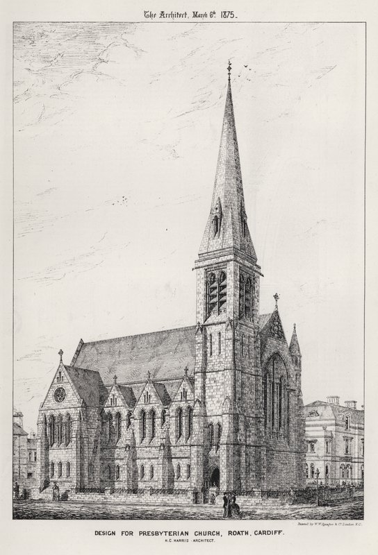 Entwurf für Presbyterianische Kirche, Roath, Cardiff von English School