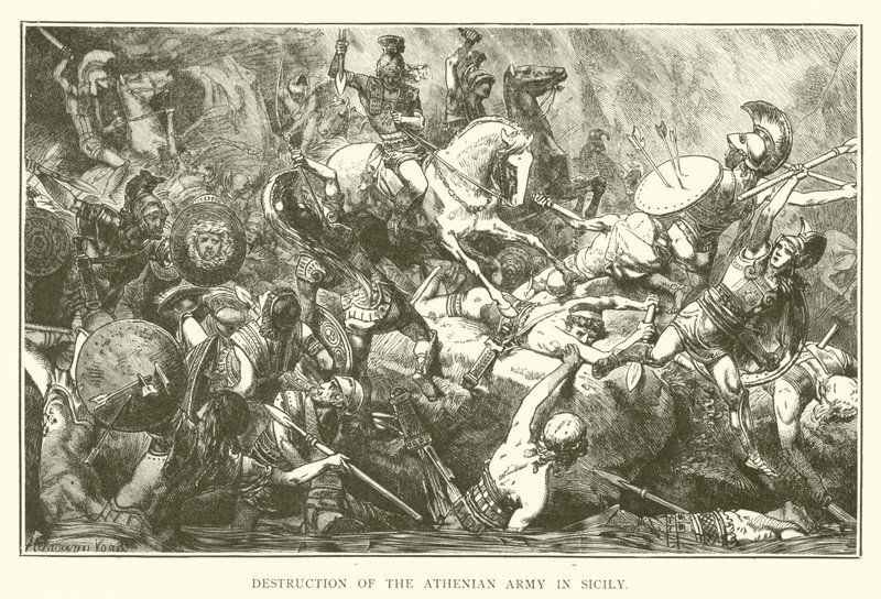 Zerstörung der athenischen Armee in Sizilien von English School