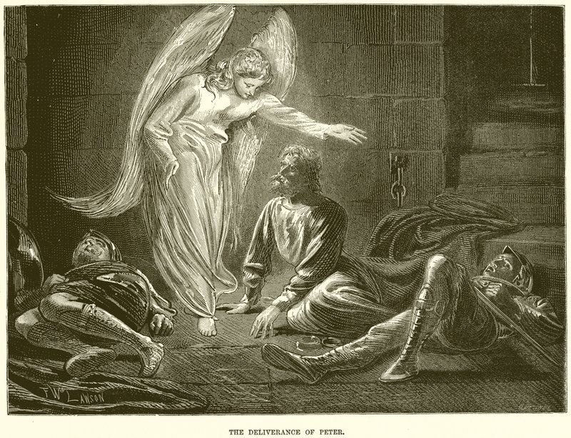 Die Befreiung des Apostels Petrus durch einen Engel des Herrn, aus dem Gefängnis des Königs Herodes von English School