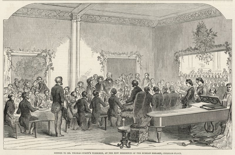 Abendessen für die Arbeiter von Mr. Thomas Cubitt in der neuen Residenz der russischen Botschaft von English School
