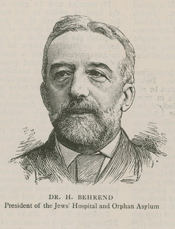 Dr. H Behrend, Präsident des jüdischen Krankenhauses und Waisenhauses von English School