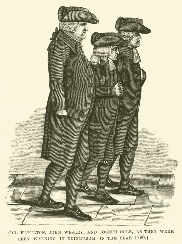 Dr. Hamilton, John Wesley und Joseph Cole, wie sie 1790 in Edinburgh gesehen wurden (Gravur) von English School