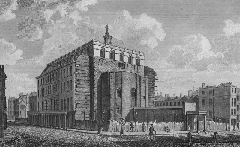 Drury Lane Theater, Westminster, abgebrannt 1809 von English School