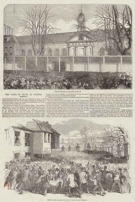 Herzog von Wellington aufgebahrt im Chelsea Hospital von English School