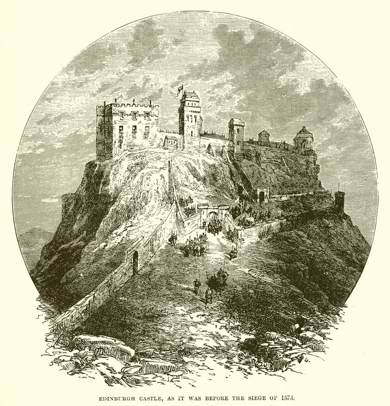 Edinburgh Castle, wie es vor der Belagerung von 1573 war von English School