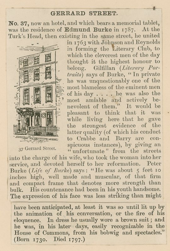 Edmund Burke und 37 Gerrard Street von English School