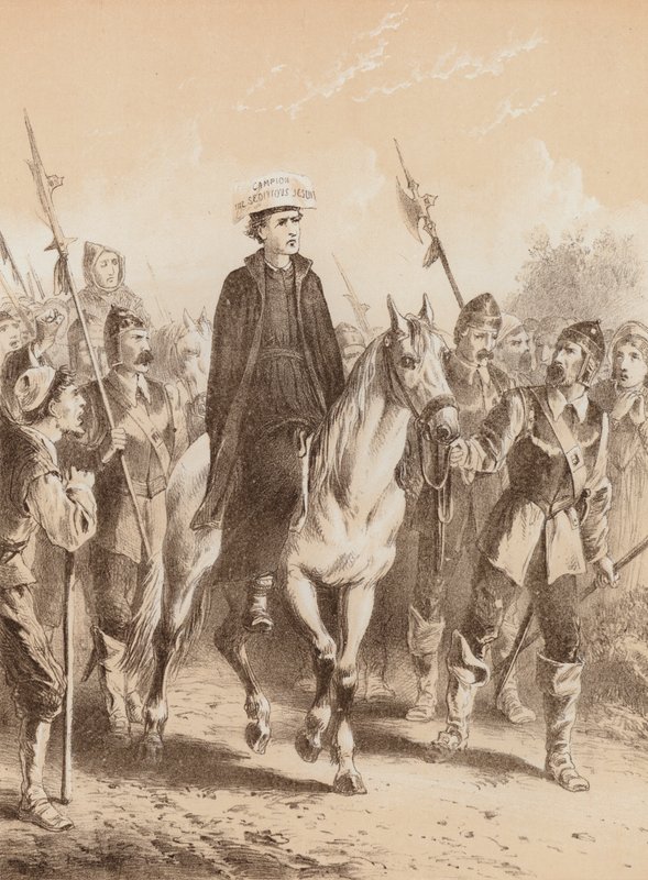 Edmund Campion, "Auf dem Weg nach London" (Lithografie) von English School