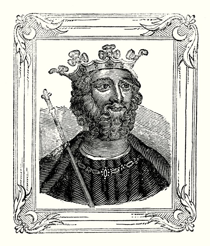 Edward II wurde 1284 geboren, 1308 gekrönt und 1328 ermordet (Gravur) von English School