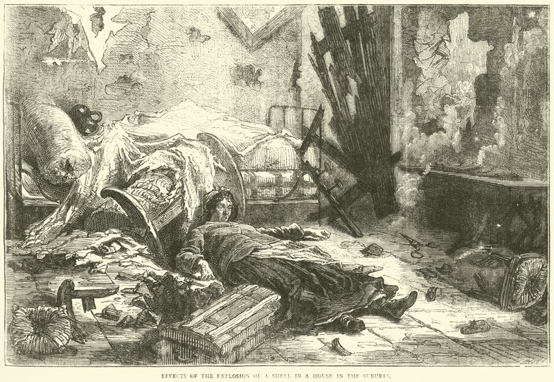 Folgen der Explosion einer Granate in einem Haus in den Vororten, Mai 1871 von English School