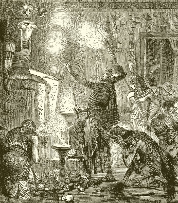 Ägyptischer König betet in einem Tempel von English School