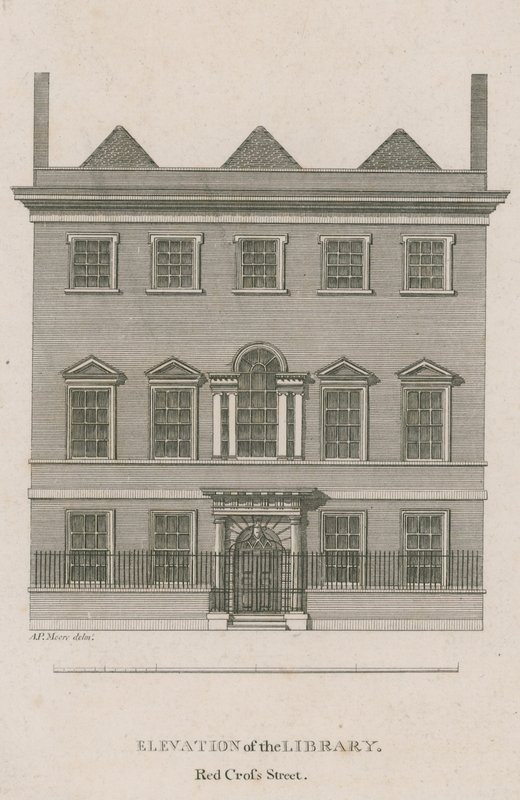Ansicht der Bibliothek, Red Cross Street, London von English School