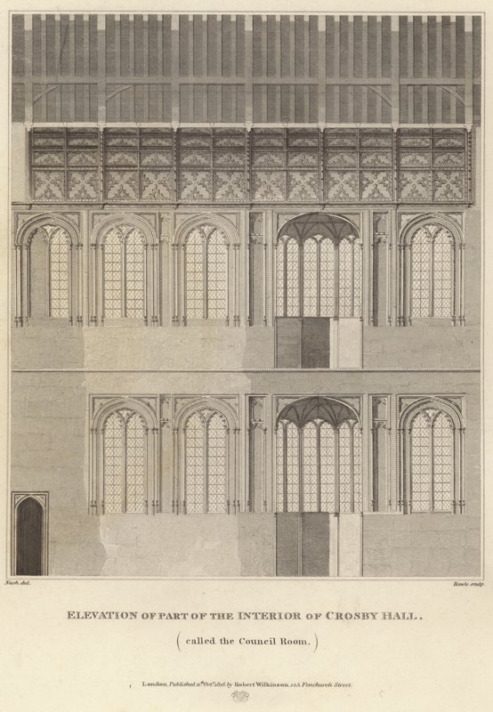 Ansichten eines Teils des Innenraums von Crosby Hall von English School