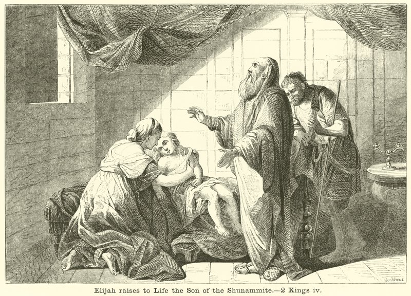 Elija erweckt den Sohn der Schunemiterin zum Leben, 2 Könige, iv von English School