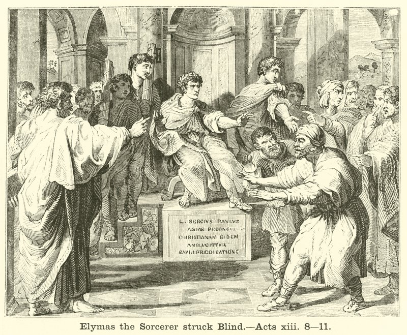 Elymas der Zauberer wird blind, Apostelgeschichte, xiii, 8, 11 von English School