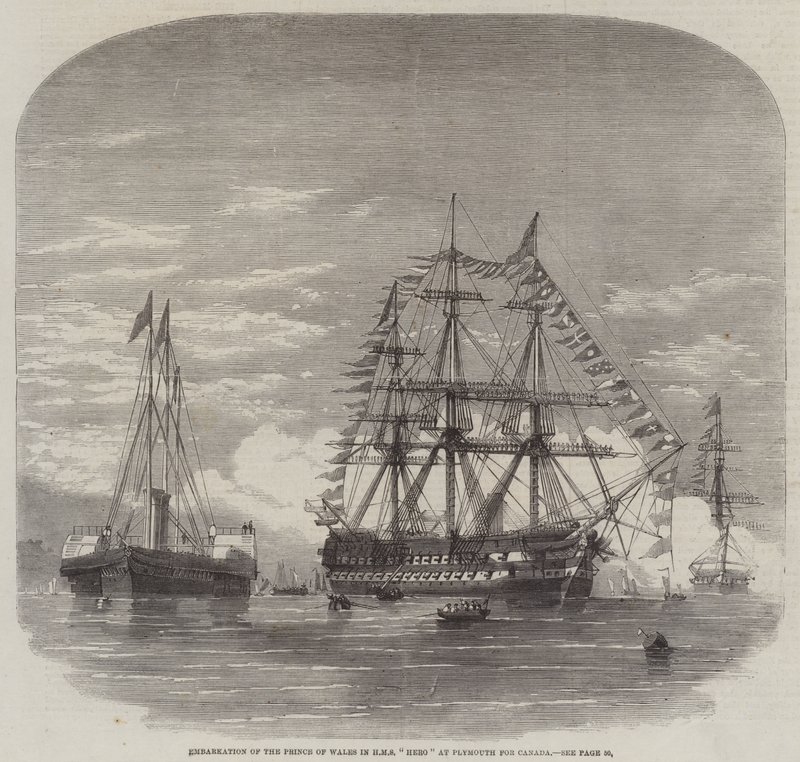 Einschiffung des Prinzen von Wales in die HMS "Hero" in Plymouth nach Kanada von English School