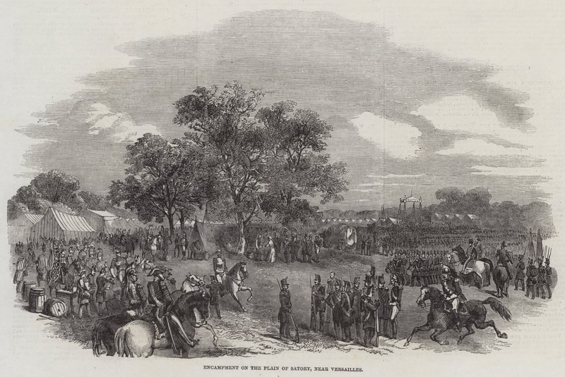 Lager auf der Ebene von Satory, nahe Versailles von English School