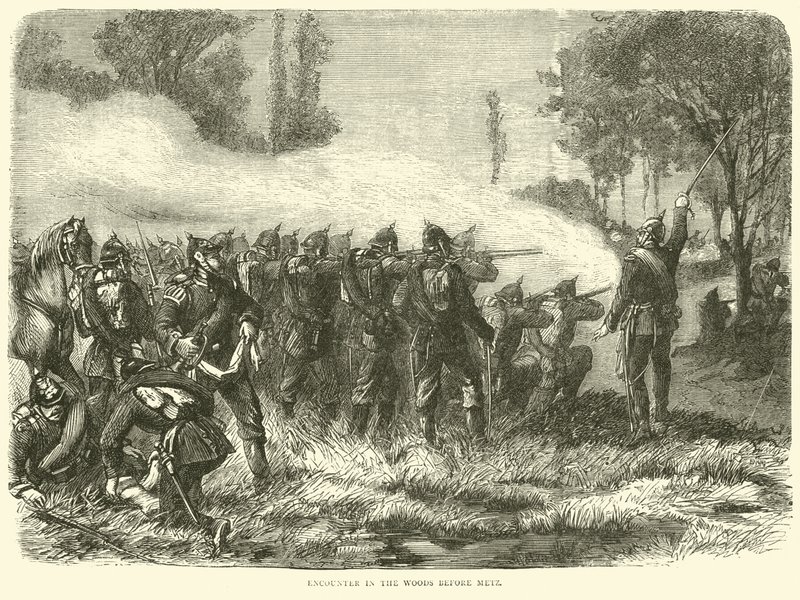 Zusammenstoß im Wald vor Metz, Oktober 1870 von English School