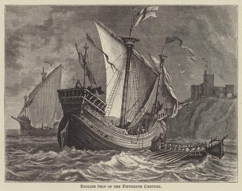 Englisches Schiff des fünfzehnten Jahrhunderts von English School