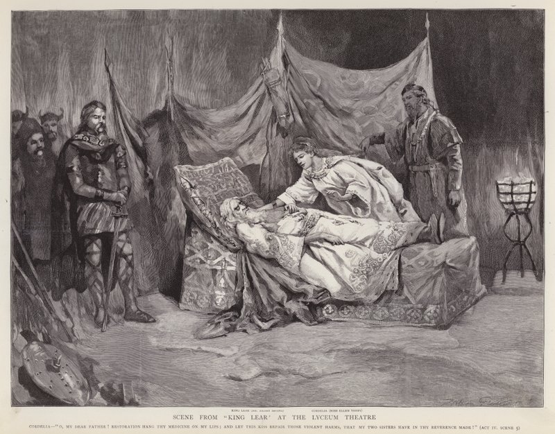 Englische Schauspieler Henry Irving und Ellen Terry in einer Produktion von Shakespeares König Lear im Lyceum Theater, London von English School