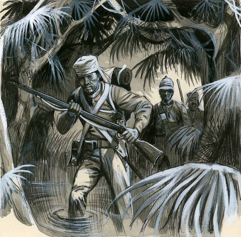 Englische Soldaten in Indien im 19. Jahrhundert von English School