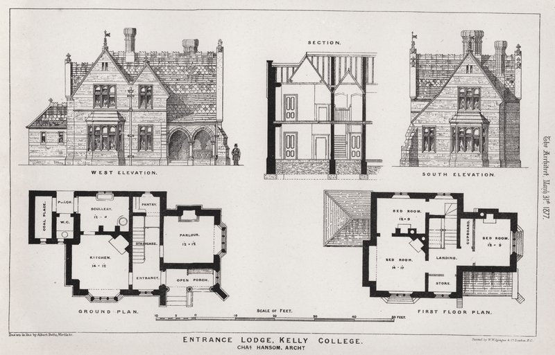 Eingangslodge, Kelly College (Stich) von English School
