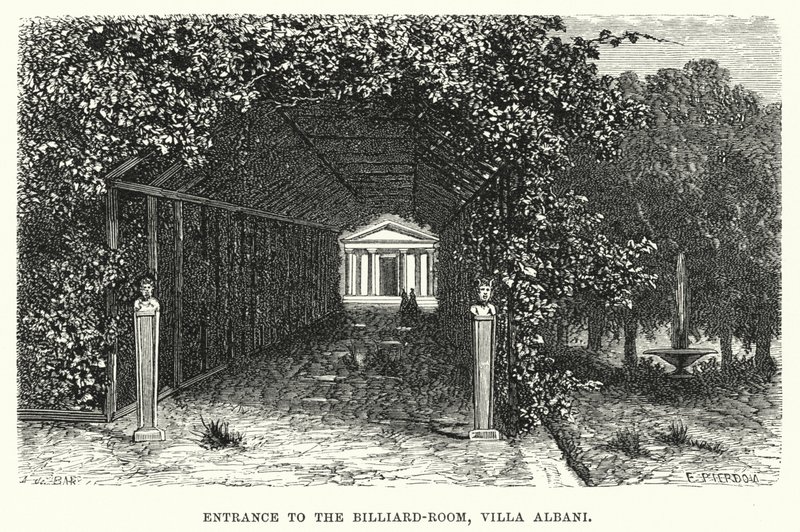 Eingang zum Billardzimmer, Villa Albani (Stich) von English School
