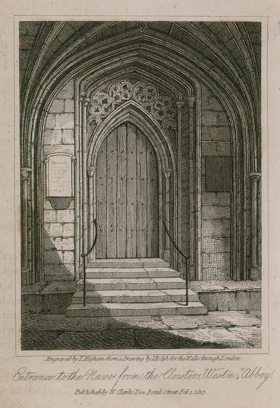 Eingang zum Kirchenschiff von den Kreuzgängen, Westminster Abbey, London von English School