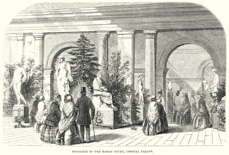 Eingang zum römischen Hof, Crystal Palace (Gravur) von English School