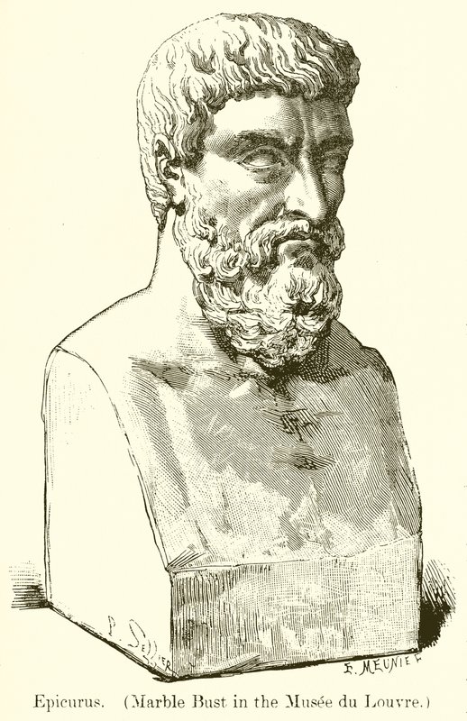 Epikur. (Marmorbüste im Musée du Louvre) (Gravur) von English School
