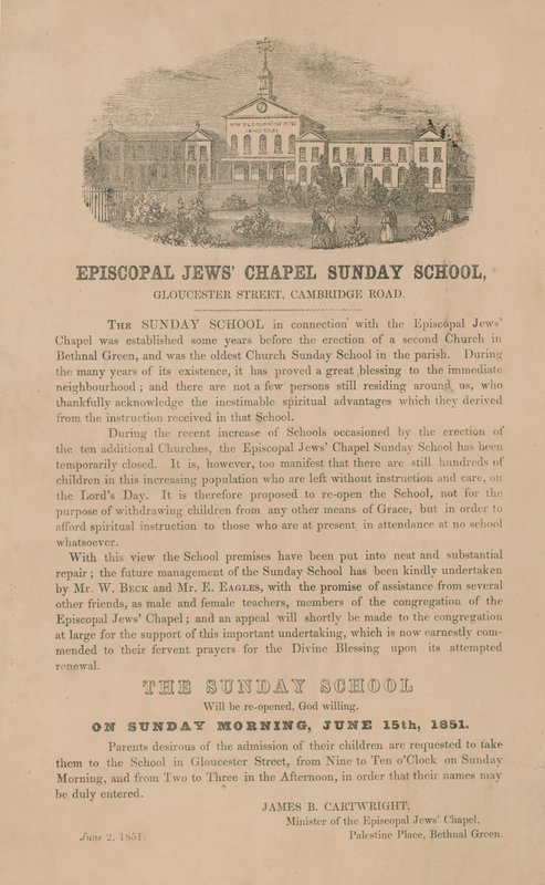 Episcopal Jews Chapel Sonntagsschule von English School