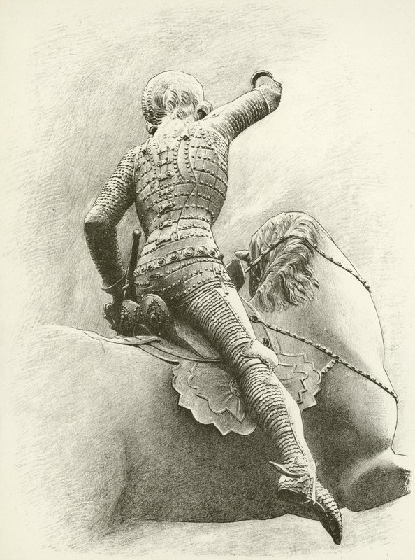 Reiterfigur in Prag, Böhmen (Gravur) von English School