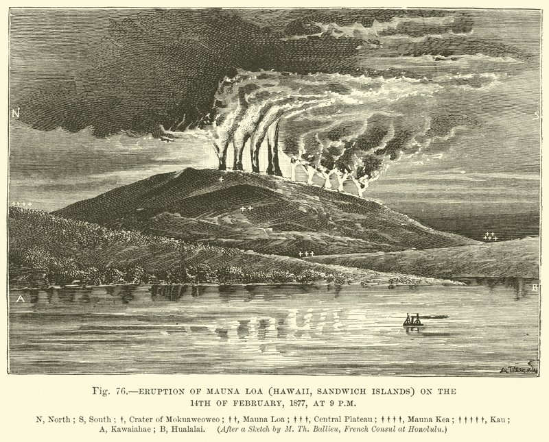 Ausbruch des Mauna Loa (Hawaii, Sandwich-Inseln) am 14. Februar 1877 um 21 Uhr von English School