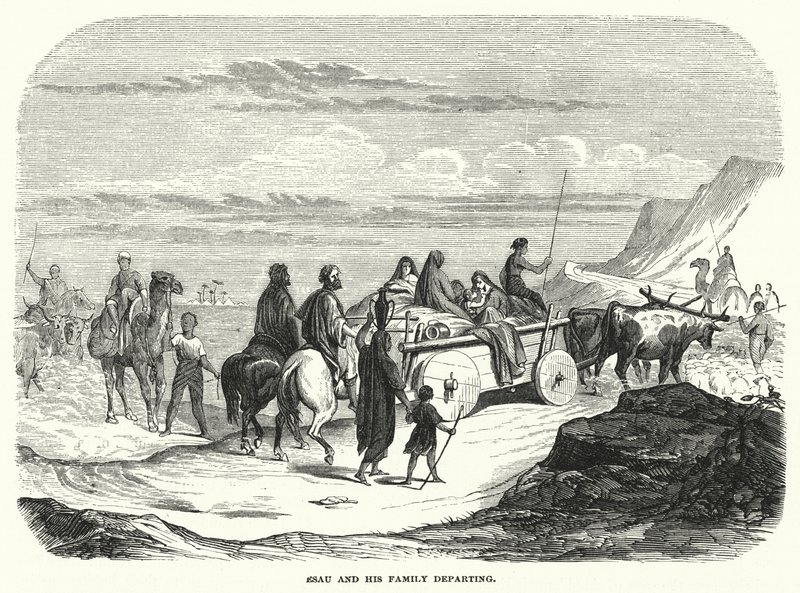 Esau und seine Familie ziehen fort (Gravur) von English School