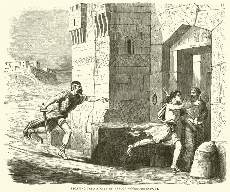 Flucht in eine Zufluchtsstadt (Numeri, xxxv) von English School