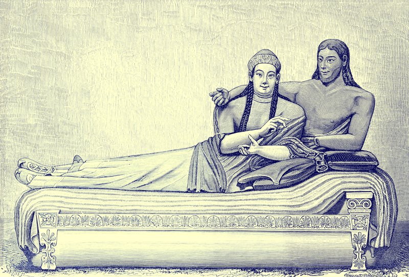 Etruskisches Grab, Illustration aus Geschichte Roms von Victor Duruy, veröffentlicht 1884 von English School