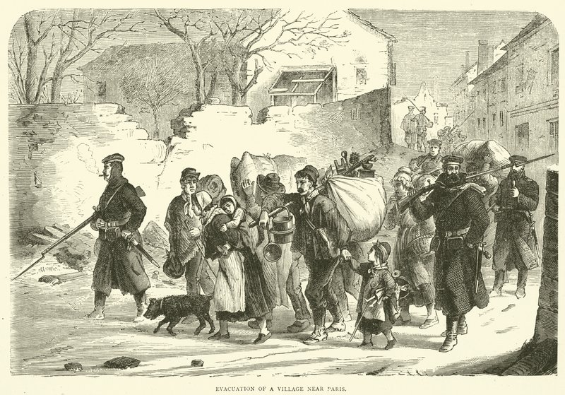 Evakuierung eines Dorfes bei Paris, Dezember 1870 von English School