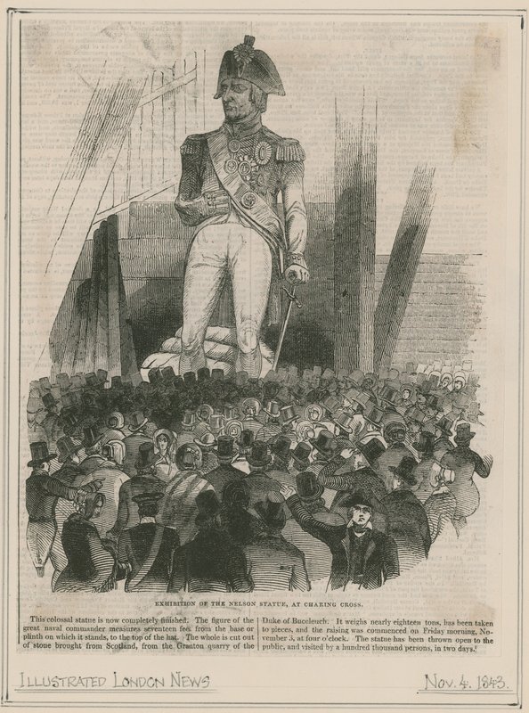 Ausstellung der Nelson-Statue am Charing Cross von English School