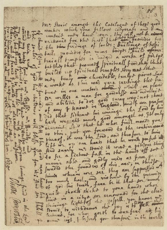 Faksimile eines Briefes von Oliver Cromwell an Mr. Storie, datiert St. Ives von English School