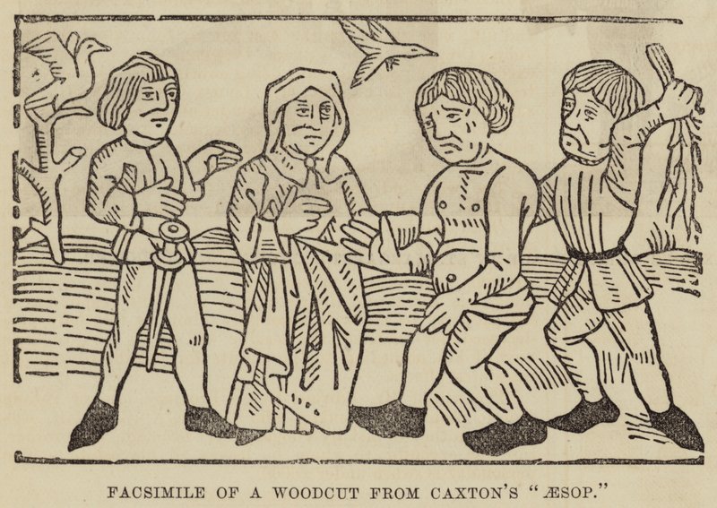 Faksimile eines Holzschnitts aus Caxtons "Aesop" von English School