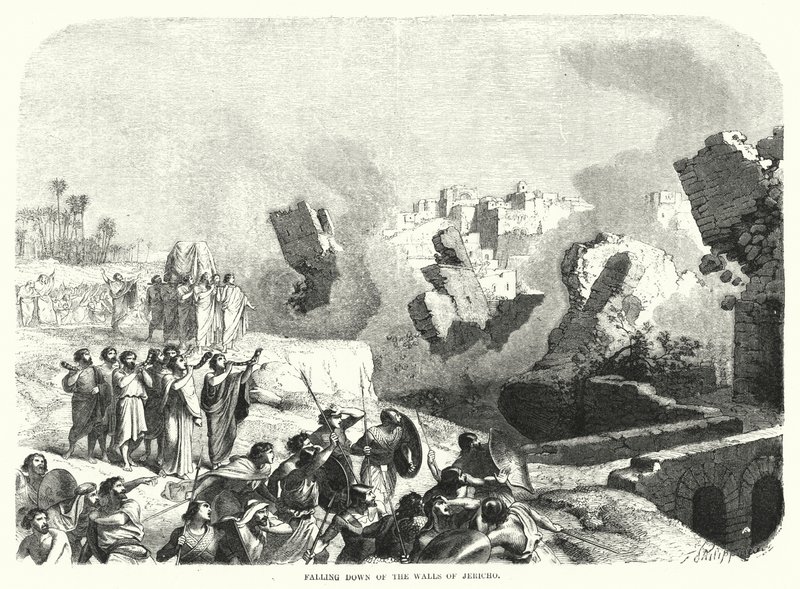 Der Einsturz der Mauern von Jericho (Gravur) von English School
